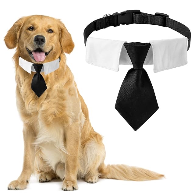 HACRAHO Black Dog - Collar de algodón con hebilla ajustable para perros medianos y grandes, talla L