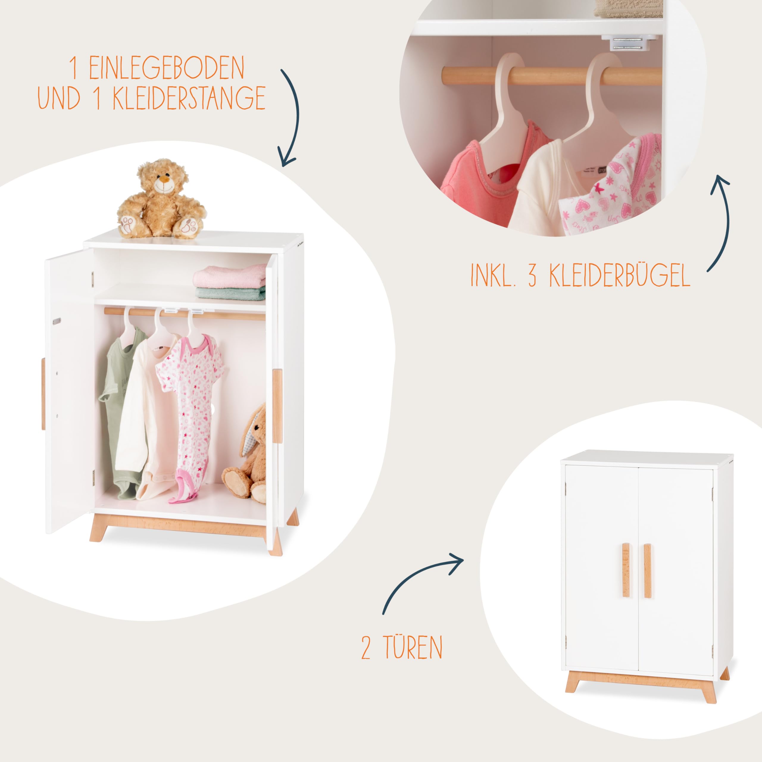 Doll's wardrobe 'Marit', 4 parts