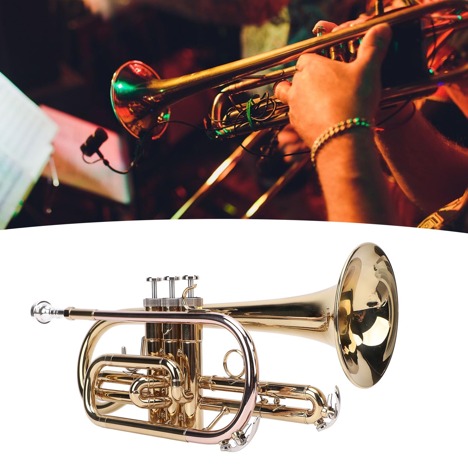Sxhlseller Präzises B-Trompeten-Set mit Gold-Finish für Profis, Heller und Klarer Klang für Liebhaber von Orchesterinstrumenten