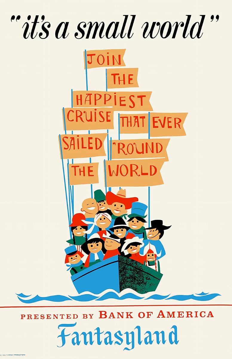 Prints It's A Small World Disneyland Poster (11x17) Vintage Park Attraction Disney Ride Reproduction Wall Art Print