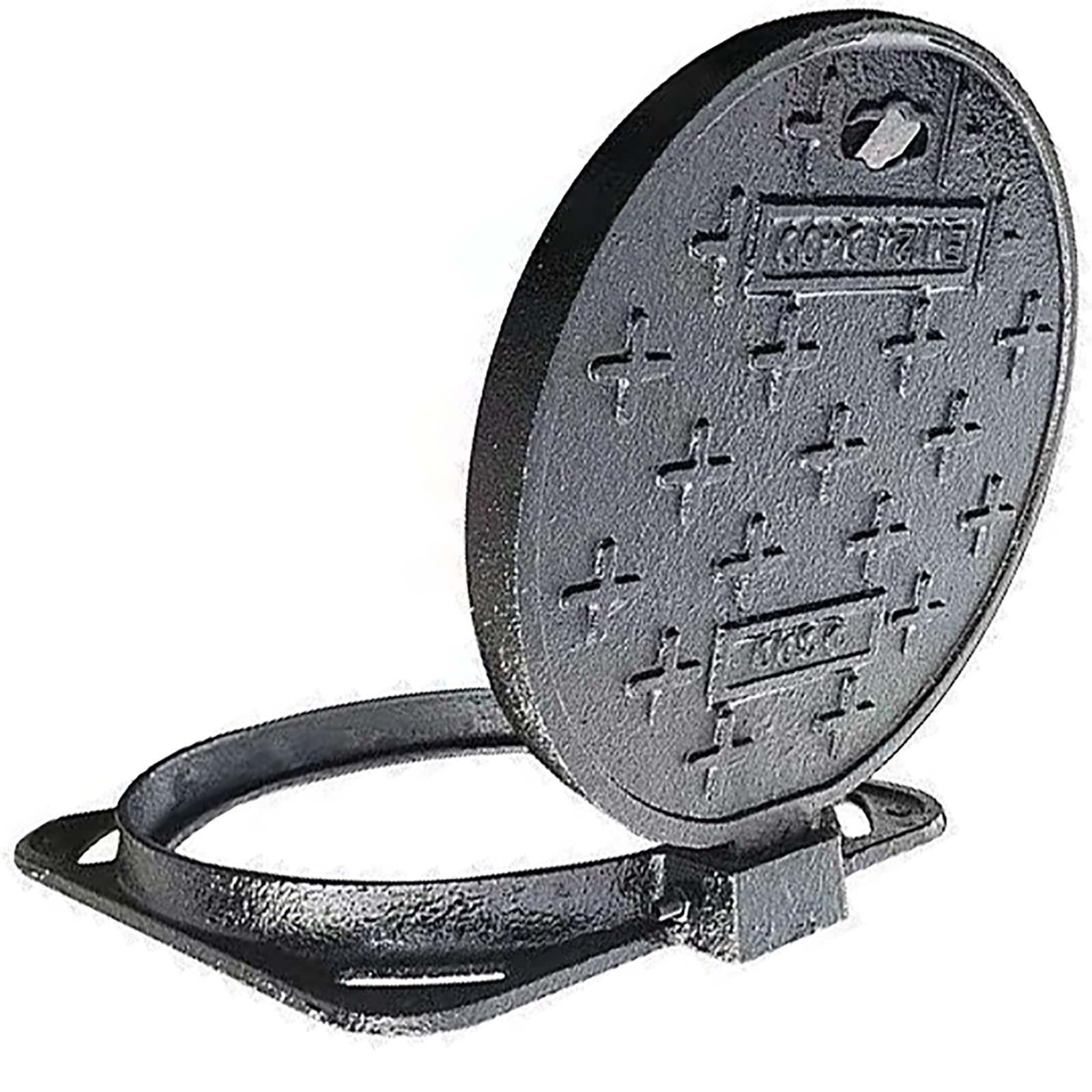 Couvercle de fosse septique en fonte 30,5 cm noir et béton