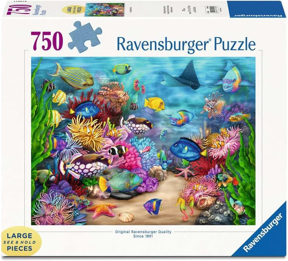 Ravensburger Tropical Reef Life | 750 Piece Large Format Jigsaw Puzzle | Ideal for Adults and Kids | Unique Softclick Technology Durable and Glare-Free | FSC Certified