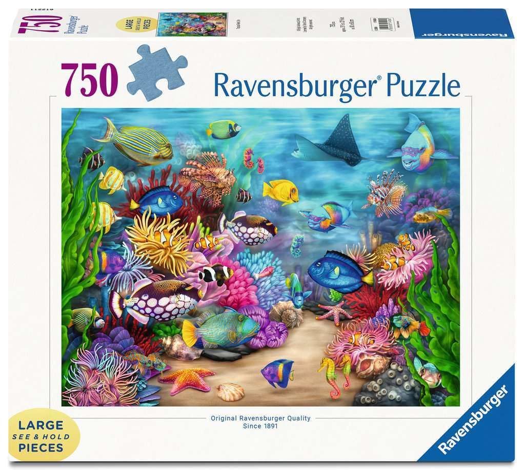 Ravensburger Tropical Reef Life | 750 Piece Large Format Jigsaw Puzzle | Ideal for Adults and Kids | Unique Softclick Technology Durable and Glare-Free | FSC Certified