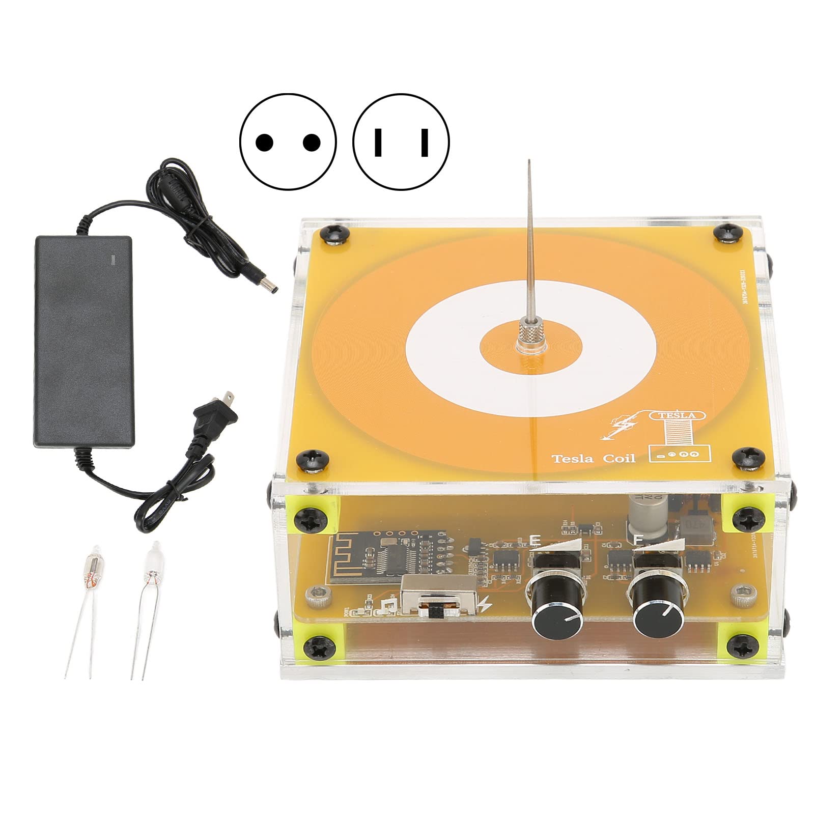Bobina de de Música, Generador de de Altavoz de Bobina de de Música Multifunción, Altavoz de Plasma Amarillo de Transmisión Inalámbrica Táctil con Luz(EU)