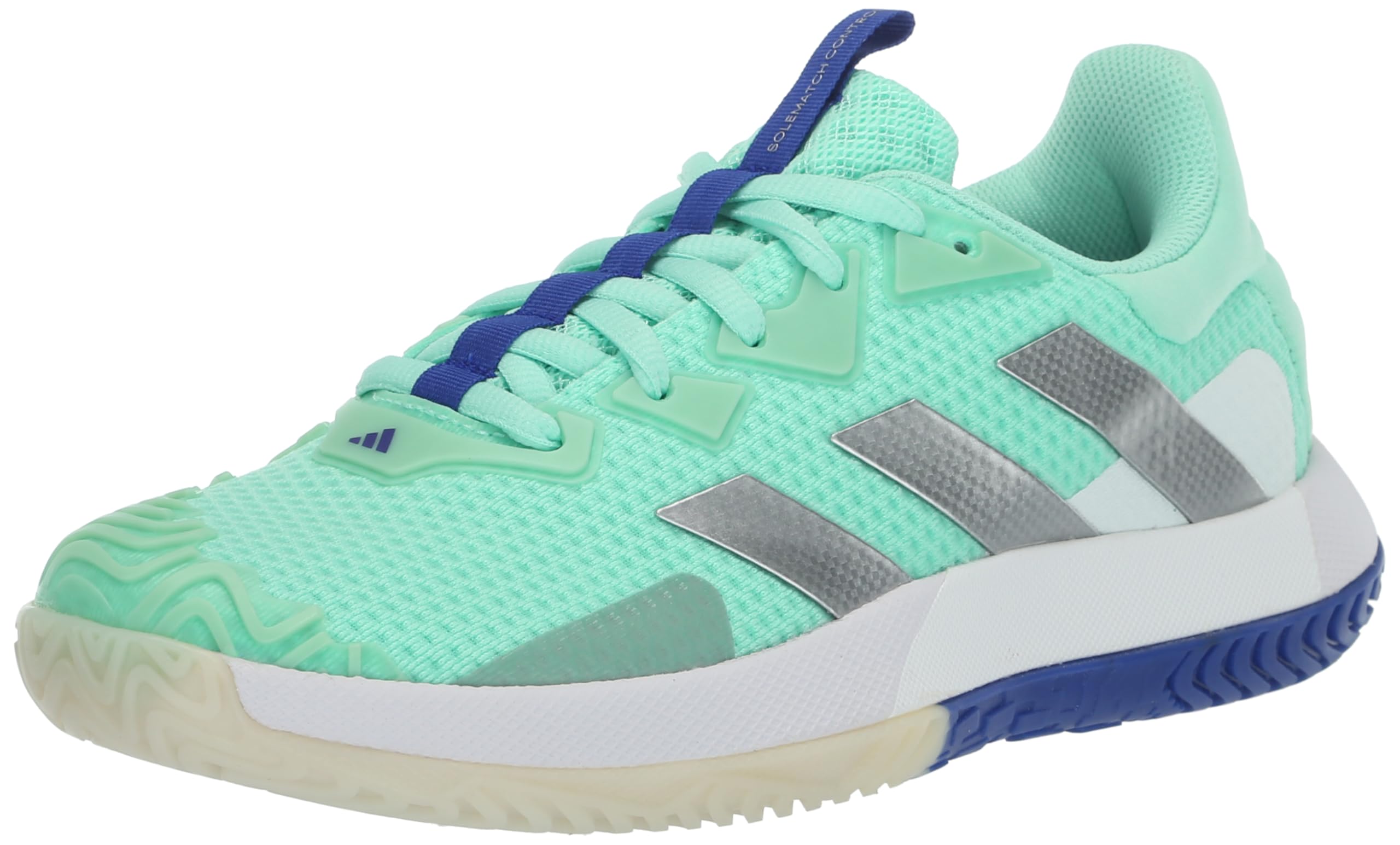 adidas Women's Solematch Control Sneaker, Pulse Mint/Silver Metallic/Lucid Blue, 8.5