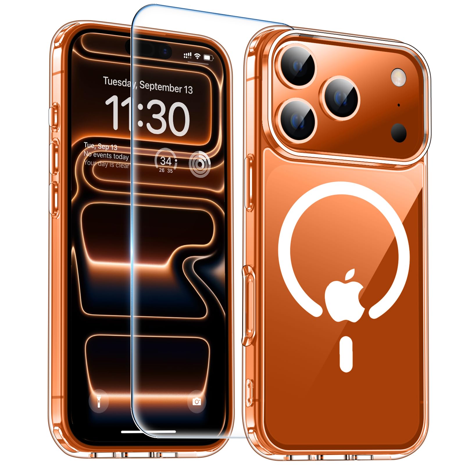 Photo 1 of PITCHESSY for iPhone 17 Pro Case with Screen Protector,[Compatible with Magsafe] Military-Grade Protection & Anti-Yellowing,Magnetic Phone Case for iPhone 17 Pro,Clear