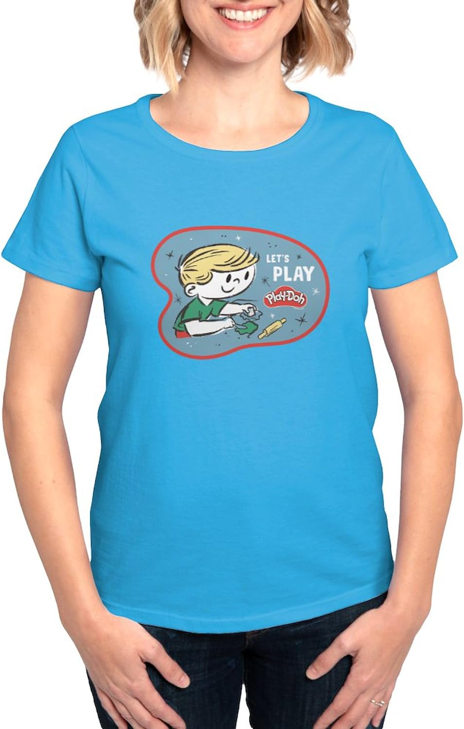 CafePress Play Doh: Let's Play Women's Value T Shirt Womens Cotton Dark T-Shirt