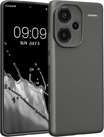 kwmobile Case Compatible with Xiaomi Redmi Note 13 Pro+ 5G / Redmi Note 13 Pro Plus 5G Case -Soft TPU Back Phone Cover - with Metallic Look - Metallic Grey