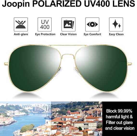Joopin 3 Pack Aviator Sunglasses for Women Men UV Protection Teardrop | Teardrop, Wire Metal Frame, TAC Lens, Silicone Nose Pads, Lightweight, Driving, Fishing, Camping, Hiking