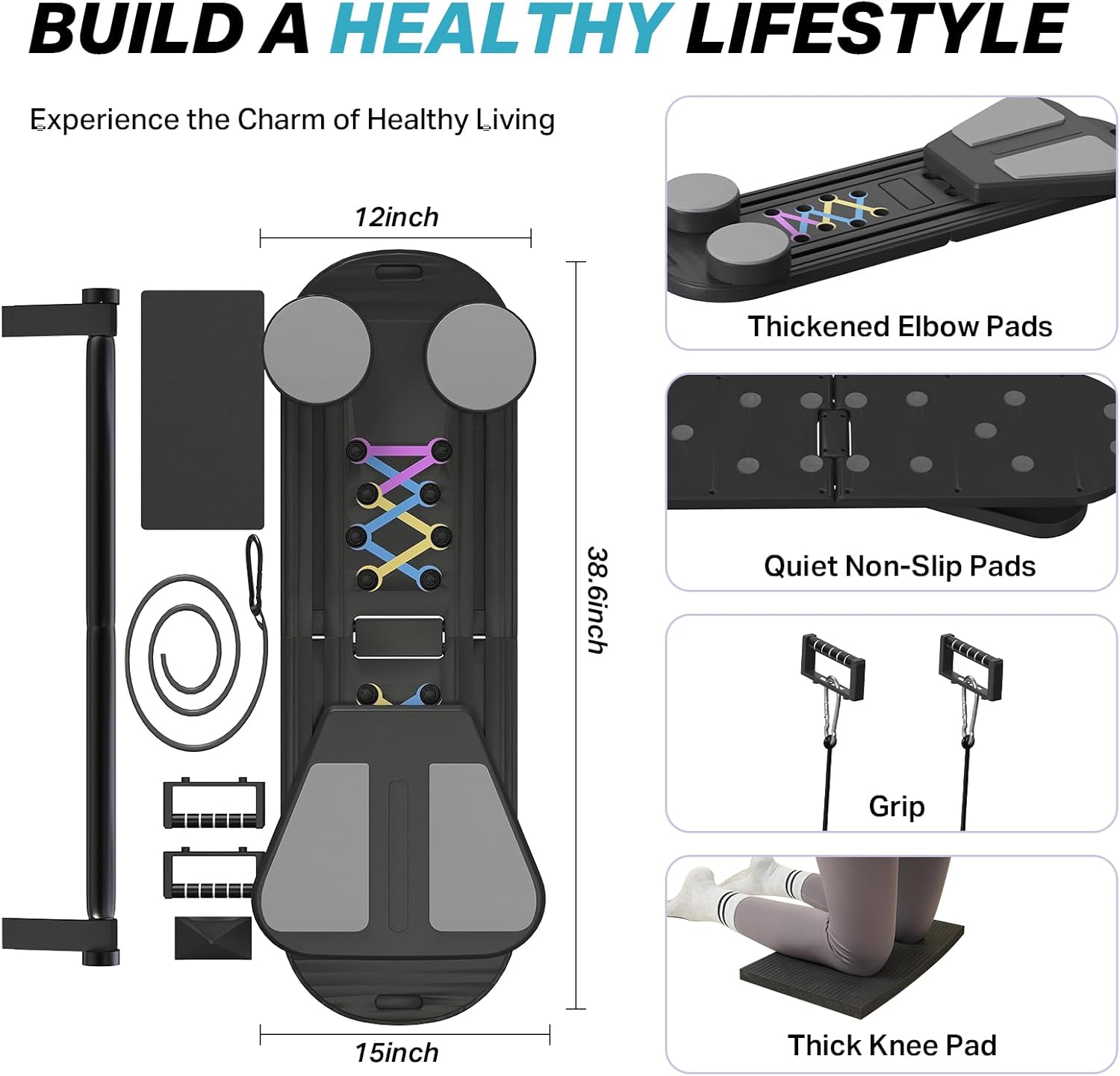 Pilates Board, Pilates Reformer Set, Multifunctional Abdominal Board Ab Core Trainer Home Workout Equipment