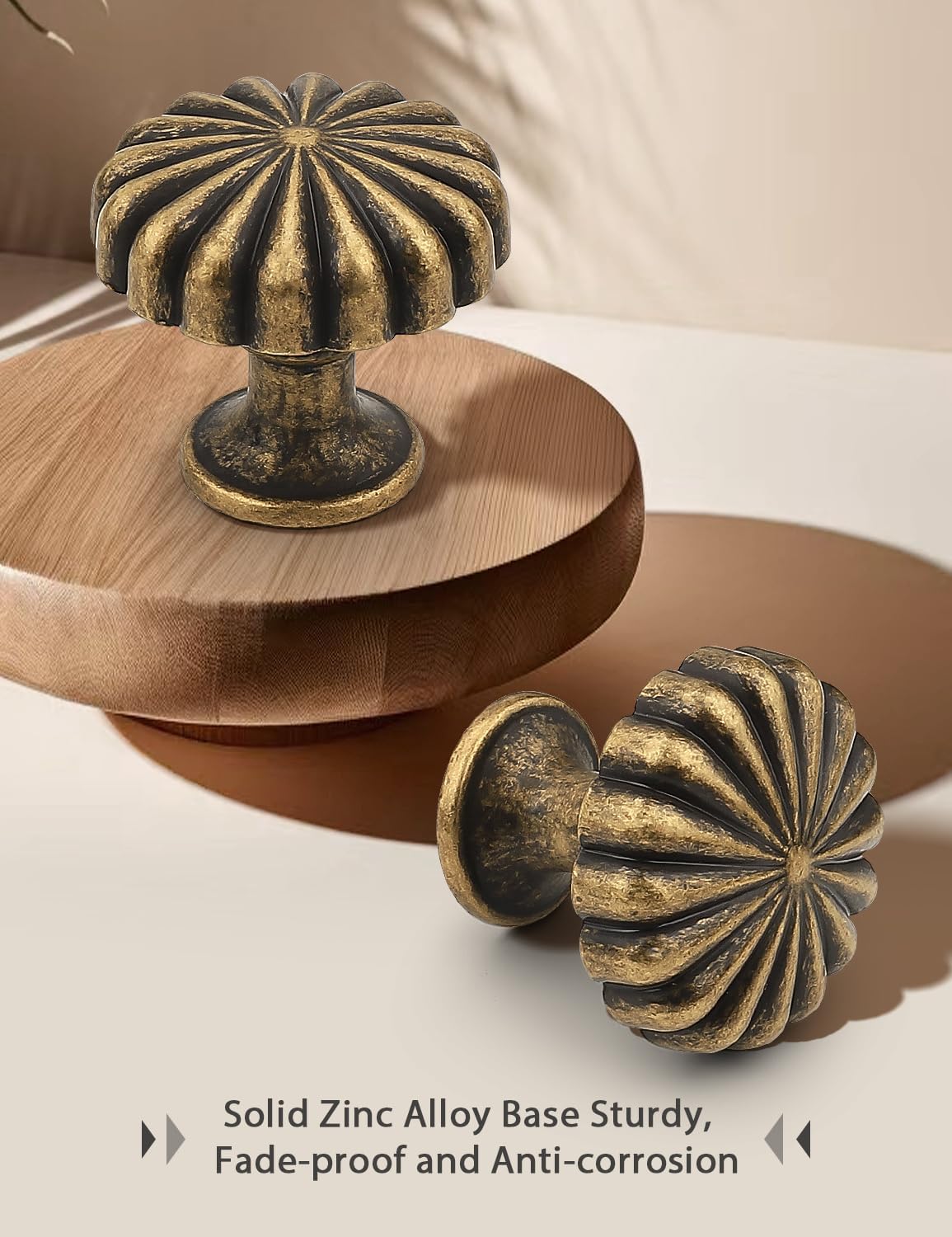 Mengico Single Hole Antique Brass Zinc Alloy Cabinet Knobs 20 Pack - Vintage Drawer Pulls for Dresser, Kitchen & Bathroom Hardware