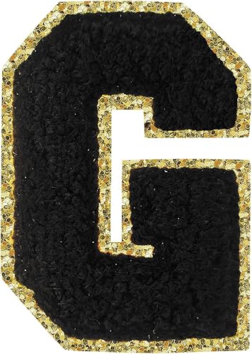 Miniatura 195 de Parches de letras termo-adhesivas de felpilla para chaquetas, parches de letras universitarias con brillantina para planchar en la letra azul A