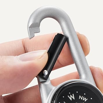 Amazon Basics Carabiner Keychain Compass for Hiking, Camping Backpacking