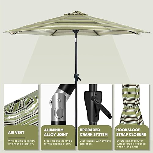 Miniatura 27 de Tempera Patio Market Outdoor Table Umbrella with Push Button Tilt and Crank,Large Sun Umbrella with Sturdy Pole&Fade resistant canopy,Easy to set