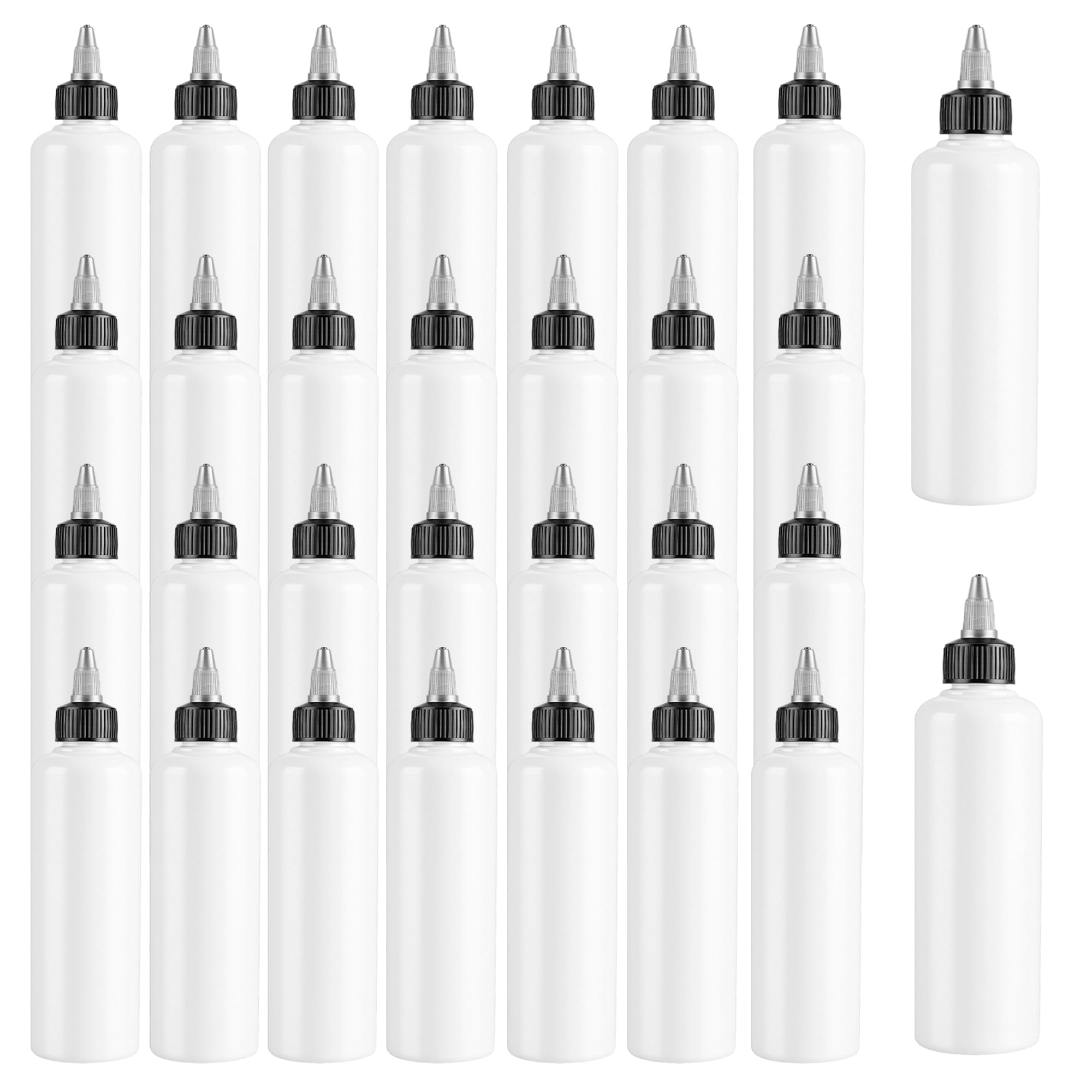 Bouteille à presser 250ml en plastique blanc anti-fuite avec bouchon à visser | Lot de 30