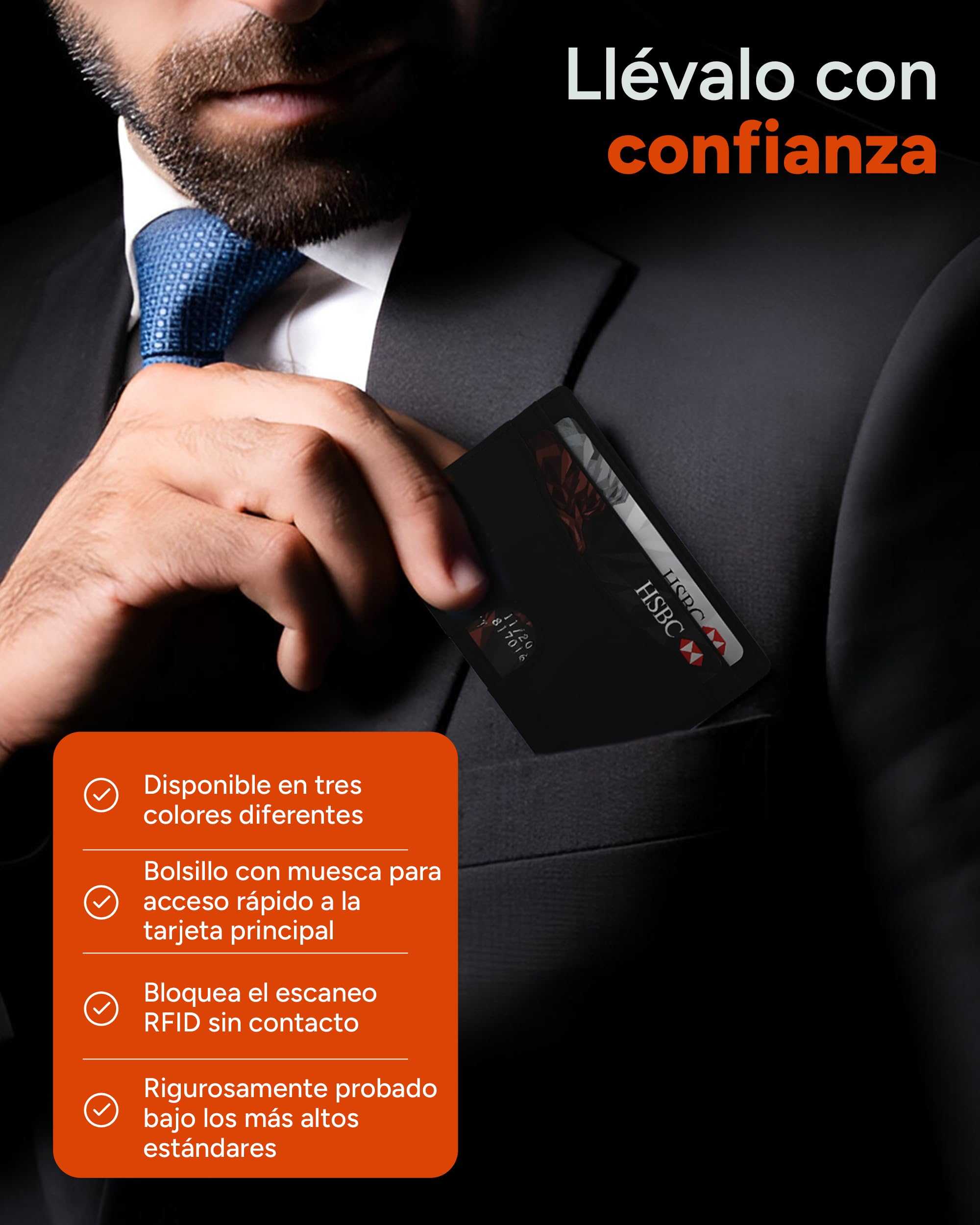 AKIELO Tarjetero Minimalista Bloqueo RFID Caja Regalo Cartera Hombre Fina Compacta Colección Echo