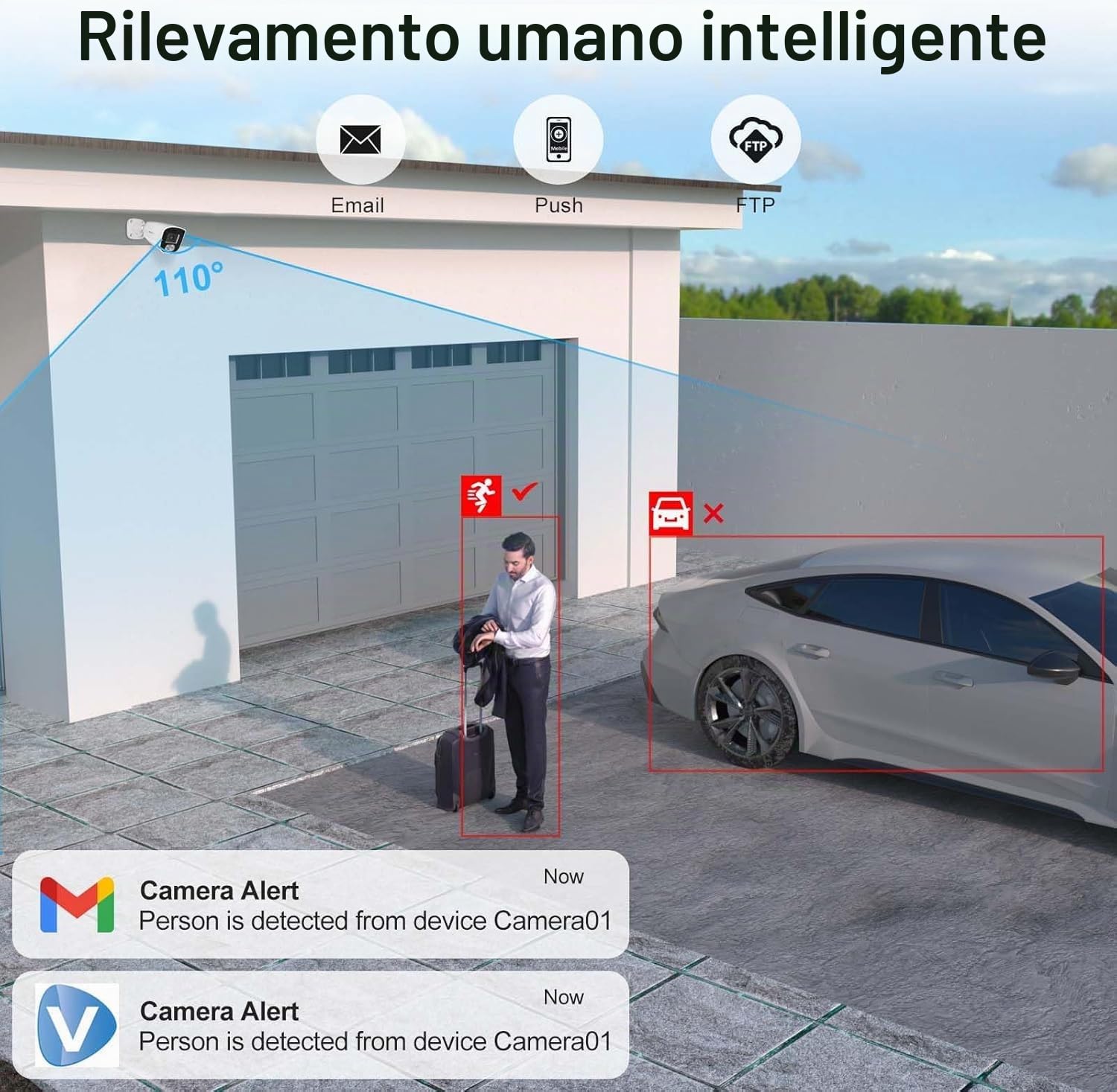 Anpviz 4MP Telecamera IP PoE Esterno, Alloggiamento Interamente in Metallo | Rilevamento Intelligente delle Persone, Microfono Integrato, Visione Notturna a Colori Intelligente, Nessun Alimentatore