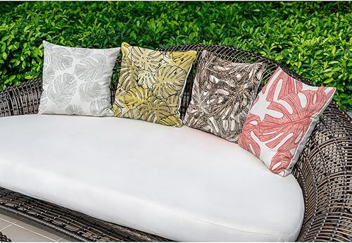 Miniatura 2 de JRHung Juego de 4 fundas de almohada impermeables para exteriores, diseño de hojas de Monstera tropicales, sin costuras, para jardín, playa, patio,