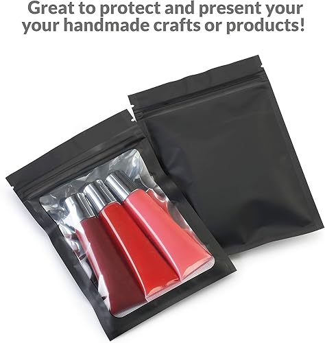 Miniatura 6 de Mylar Bags with Zipper Seal 4 x 6"  100 Bags  Black  Resealable Heat Seal Bags for Candy and Food Packaging, Medications and Vitamins  For Liquid