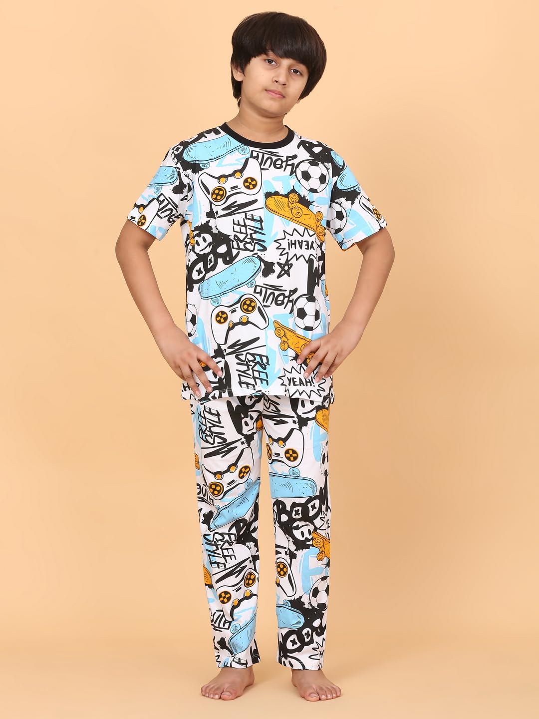 Ninos Dreams Half Sleeves Boys Night Suit with Lower-Boom Skates Print - Image 5 thumbnail