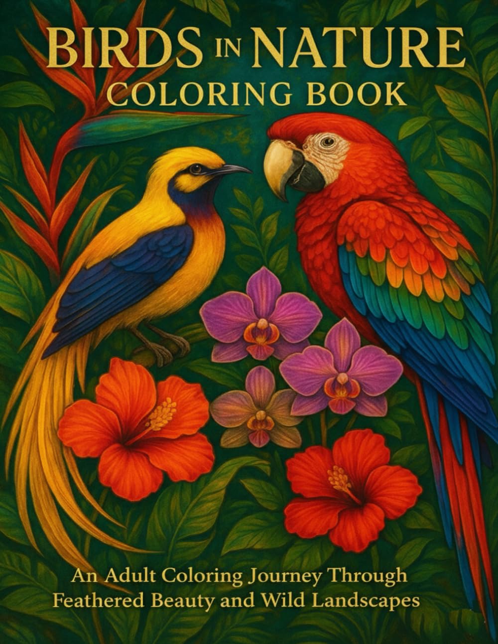 Birds in Nature Coloring Book: An Adult Coloring Journey Through Feathered Beauty and Wild Landscapes.