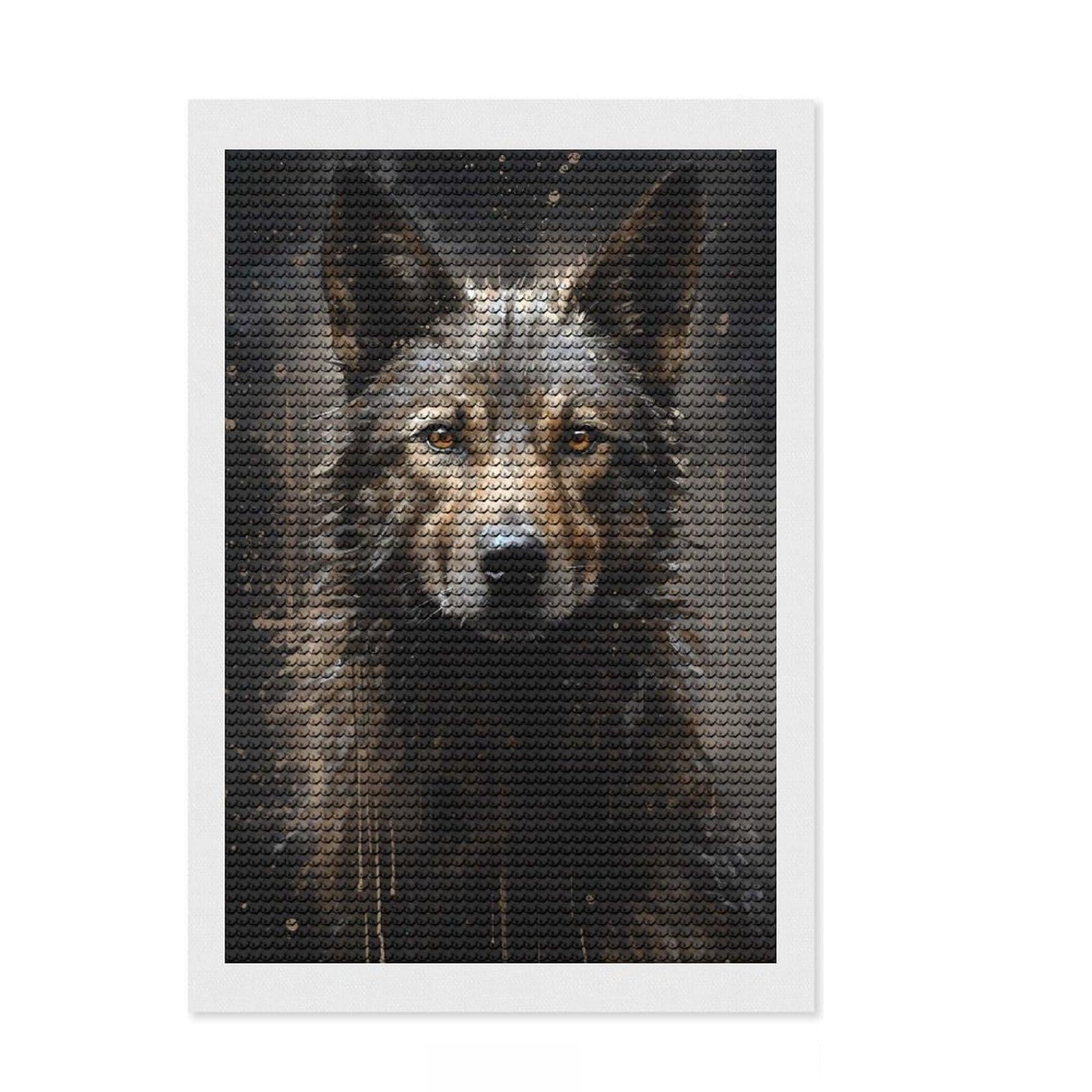 Junmoney Siberian Husky Dog Diamond Painting Set 8"x12", Christmas Gift, Adhesive Canvas, Vintage Style Decor, Canvas Picture, Round Gems