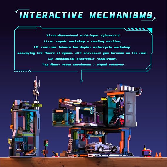 Cyber Repair City Building Set, Modular Buildings Blocks Sets Model Kits