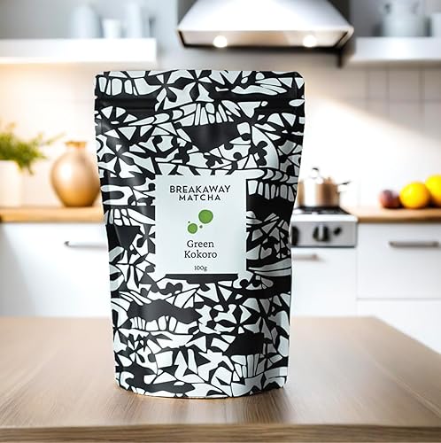 Breakaway Matcha Té verde Genmaicha con arroz integral tostado y matcha - Kokoro verde - Bajo en cafeína - 3.53 oz (20 porciones) - Hecho en Japón