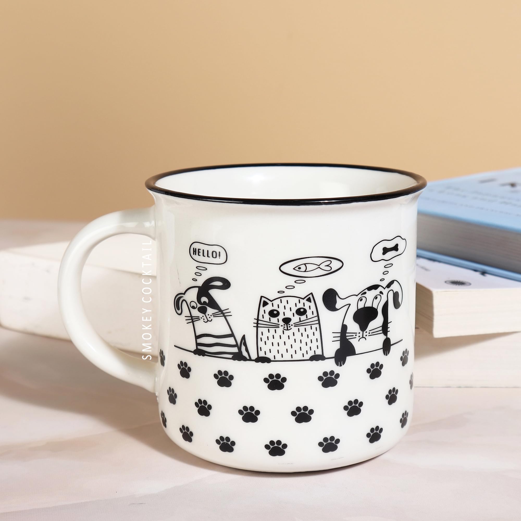 SMOKEY COCKTAIL Cute Cats Printed Coffee Mug Set of 1 | Microwave Safe Coffee Mug for Kids Gift to Couples Wife Husband Boyfriend Girlfriend Brother 340 ml (Cat Foot Print) (B0CX58W1CP) Amazon Price History, Amazon Price Tracker