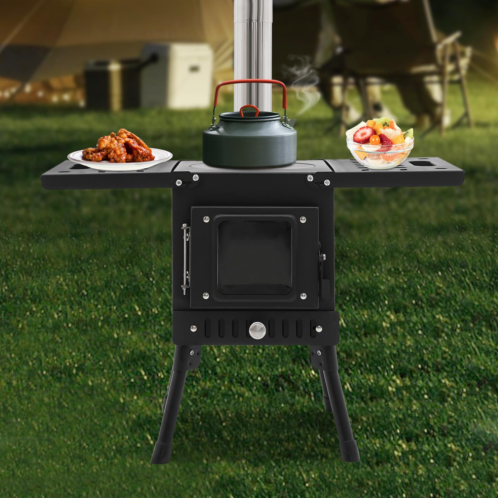 Stufa a legna da campeggio pieghevole, mini stufa a legna portatile per tenda, fornello da campeggio cucina outdoor stufa per tenda riscaldamento stufa a legna, cucina stufa di emergenza fornello