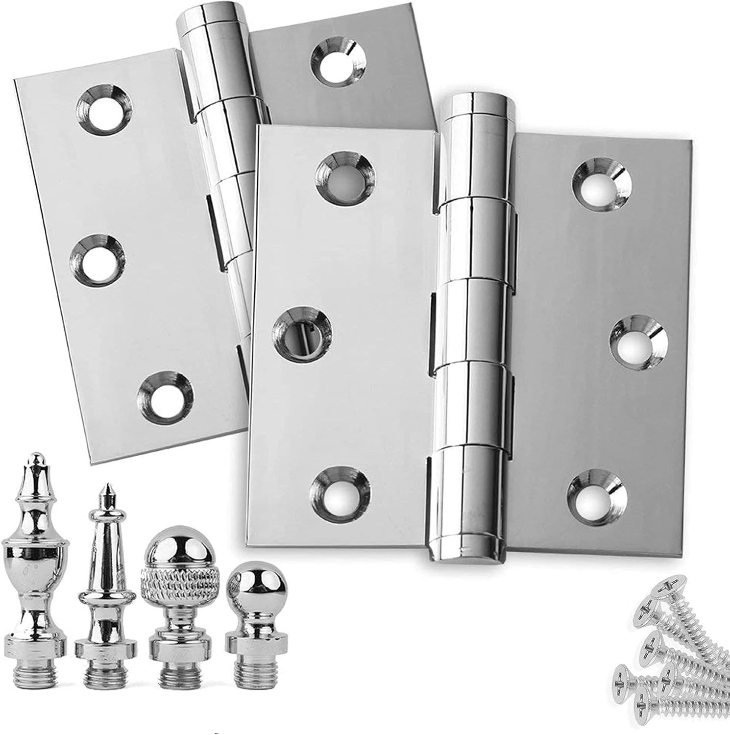 Embassy Door Hinge Solid Brass - 3 x 3 Inch, Heavy Duty, Polished Chrome, Rust Resistant Pin, Architectural Designer Grade, Home Improvement, 2 Pack