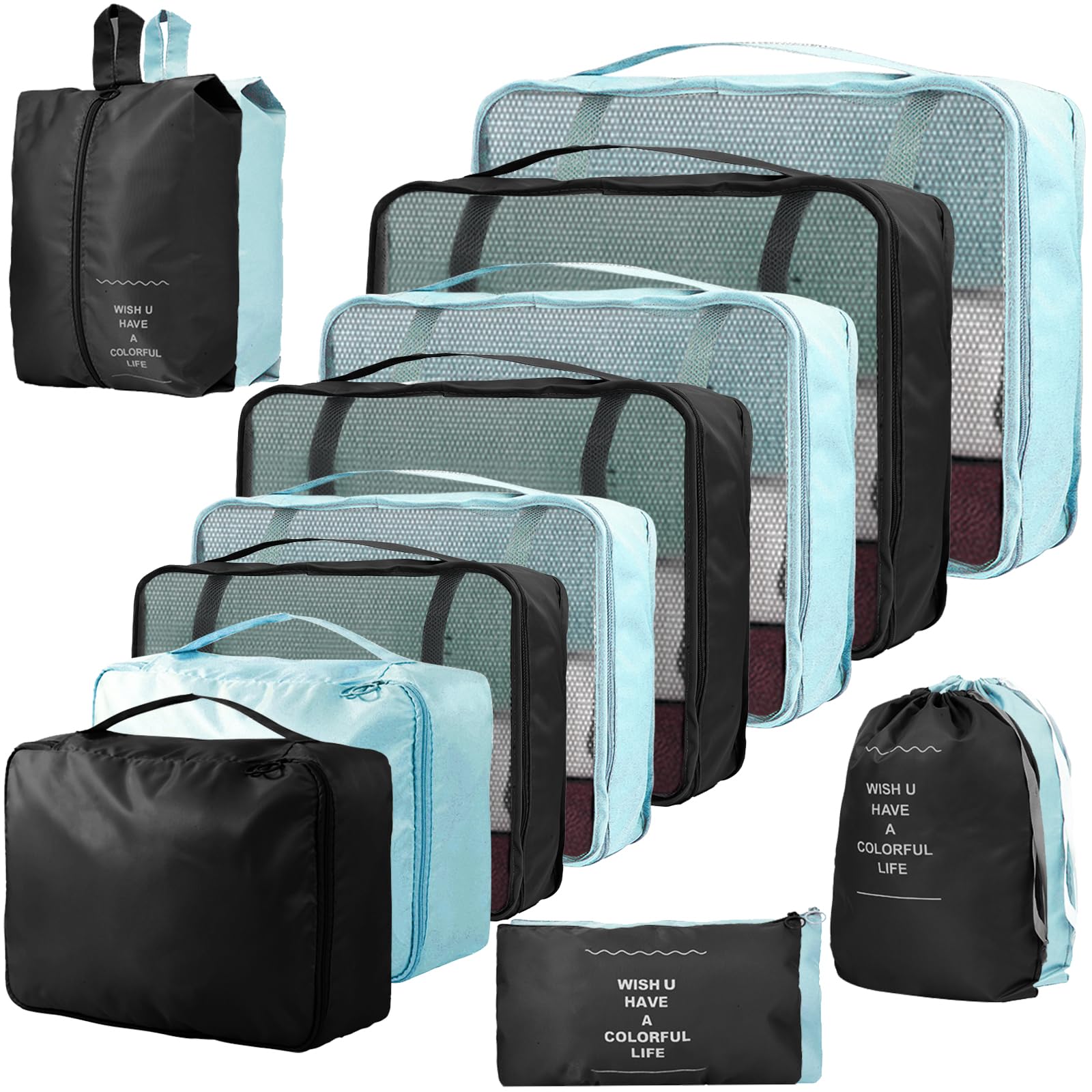 14-teilige Zweifarbige Koffer Organizer, Kofferorganizer Reisezubehör – Packwürfel, Packing Cubes & Packtaschen, Ordnungssystem für Koffer bei Urlaub & Reisen