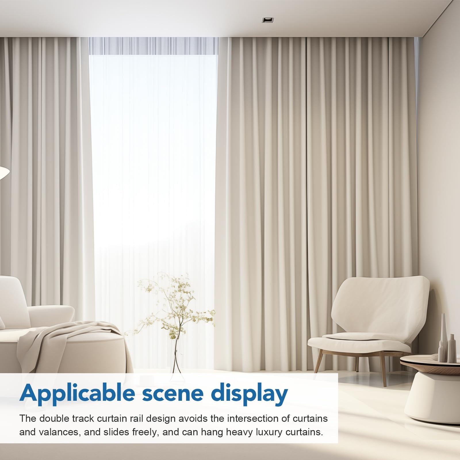 Riel de techo silencioso para cortinas personalizables, ideal para sala de estar, dormitorio, baño y tabiques de 3,4 m