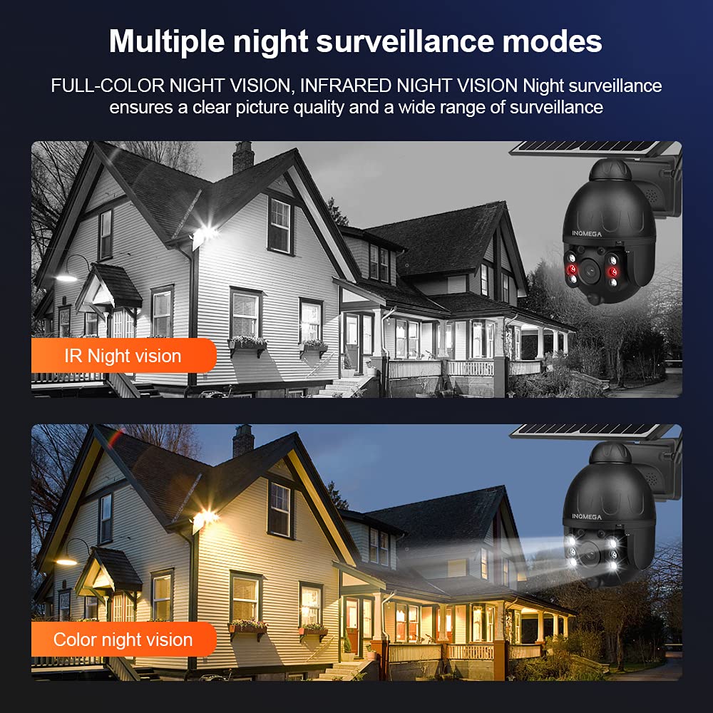 SHIWOJIA Zasilana energią słoneczną kamera CCTV bezprzewodowa na zewnątrz, kamera WiFi 2,4 GHz 1080P HD akumulator kamera bezpieczeństwa z 2-drożnym dźwiękiem, kolorowy noktowizor, wodoodporność IP66,