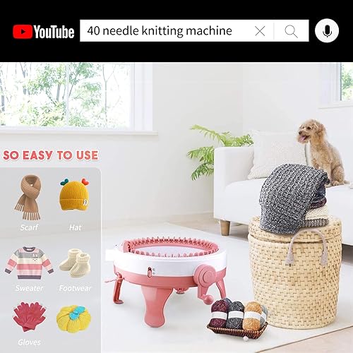 Miniatura 3 de Máquina de Tejer 40 Agujas, Telar Inteligente, Tabla de Tejer Giratoria de Doble Punto para Adultos/Niños, Kit de Regalo, para Tejer Chal, Sombrero