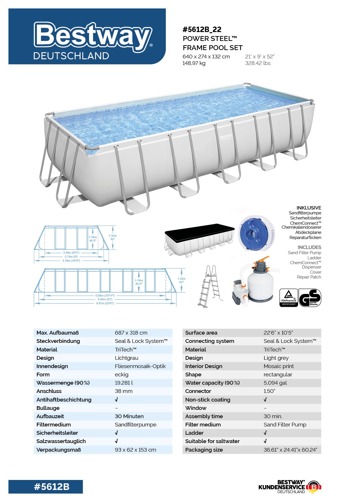 Bestway Piscina Desmontable 732x366x132 Cm 56475