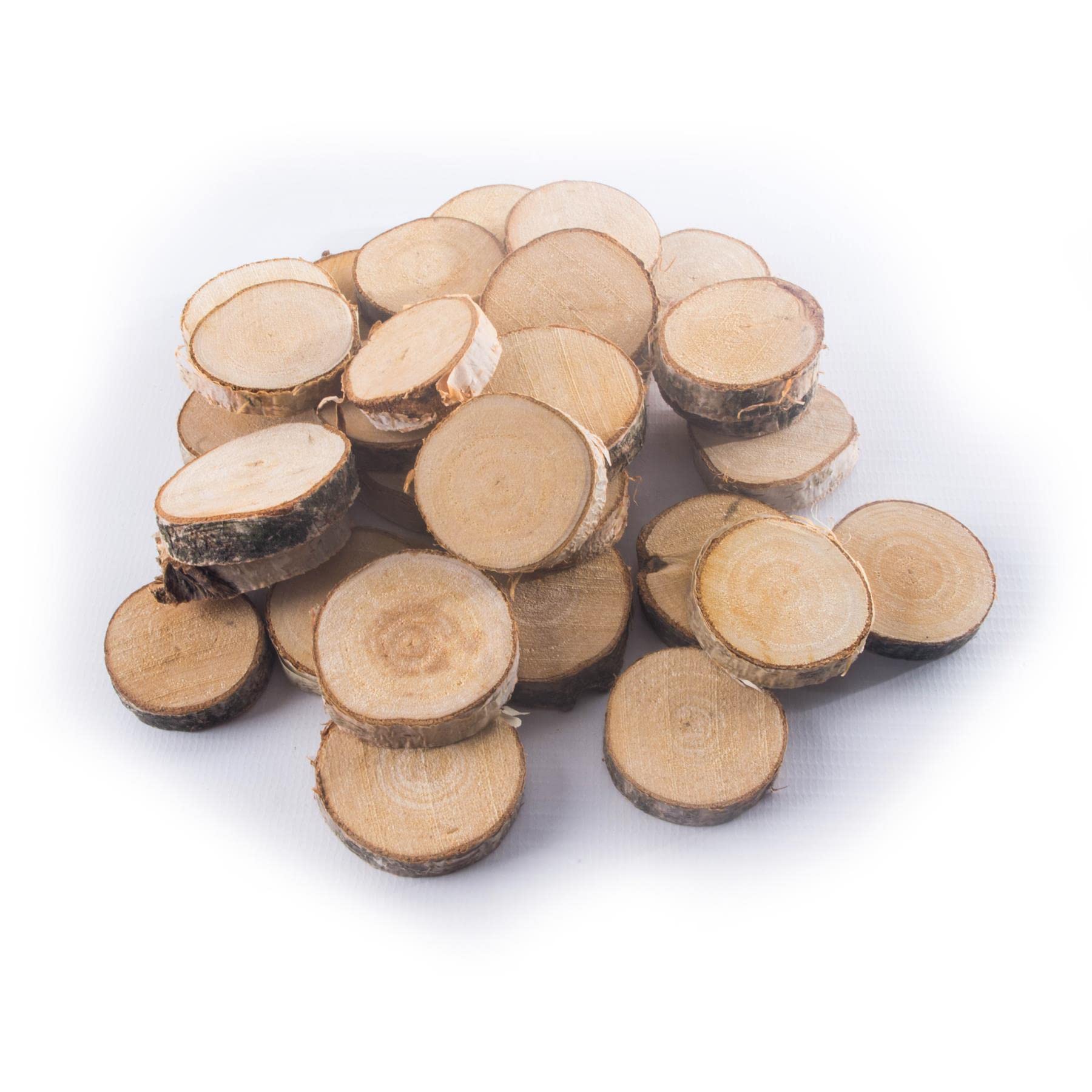Woodeedoo Extra Small Wooden Slices Log Tree Bark Ø 3-4 Cm | Pack Of 30 | Unfinished Round Blank Pieces Art & Crafts Discs Circles Diy Decoration