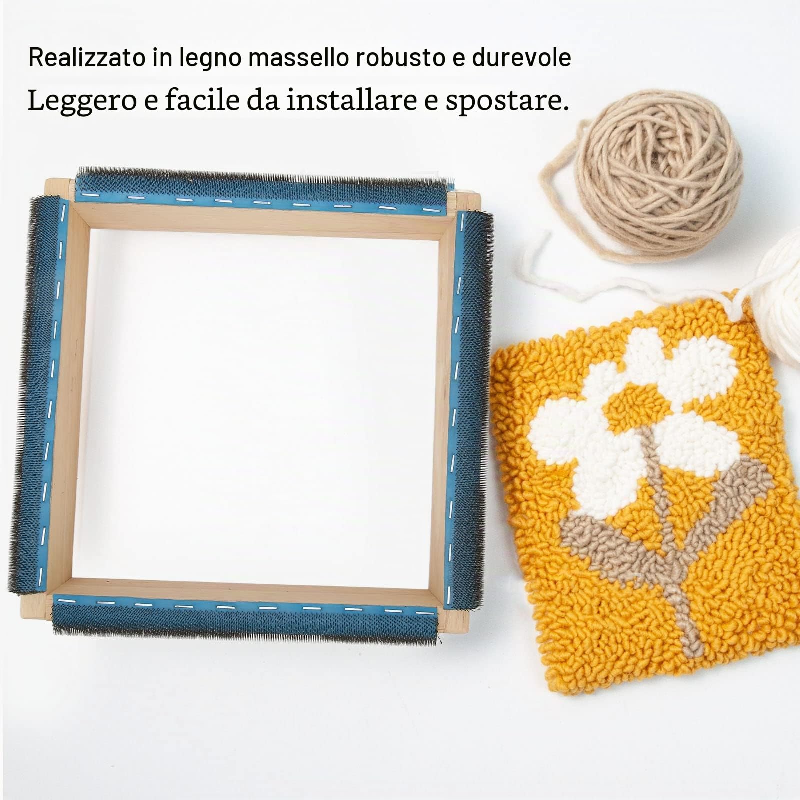 Telaio per Ricamo Telaio Robusto in Legno Massiccio Tappeto di Facile Montaggio Telaio per Aggancio Punch Needle Frame Other Sewing Embroidery Supplies