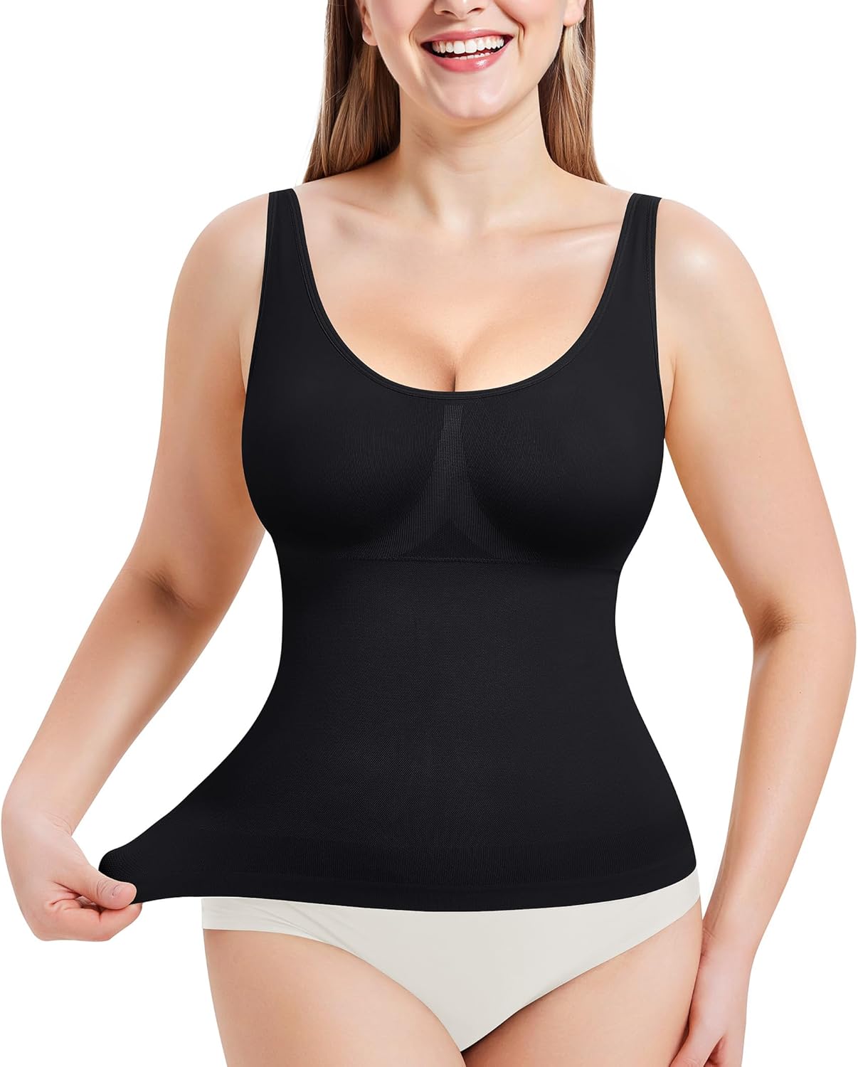 LANCS Compression Tank Top for Women Seamless Tummy Control Shapewear Shirts Slimming Body Shaper Camisole