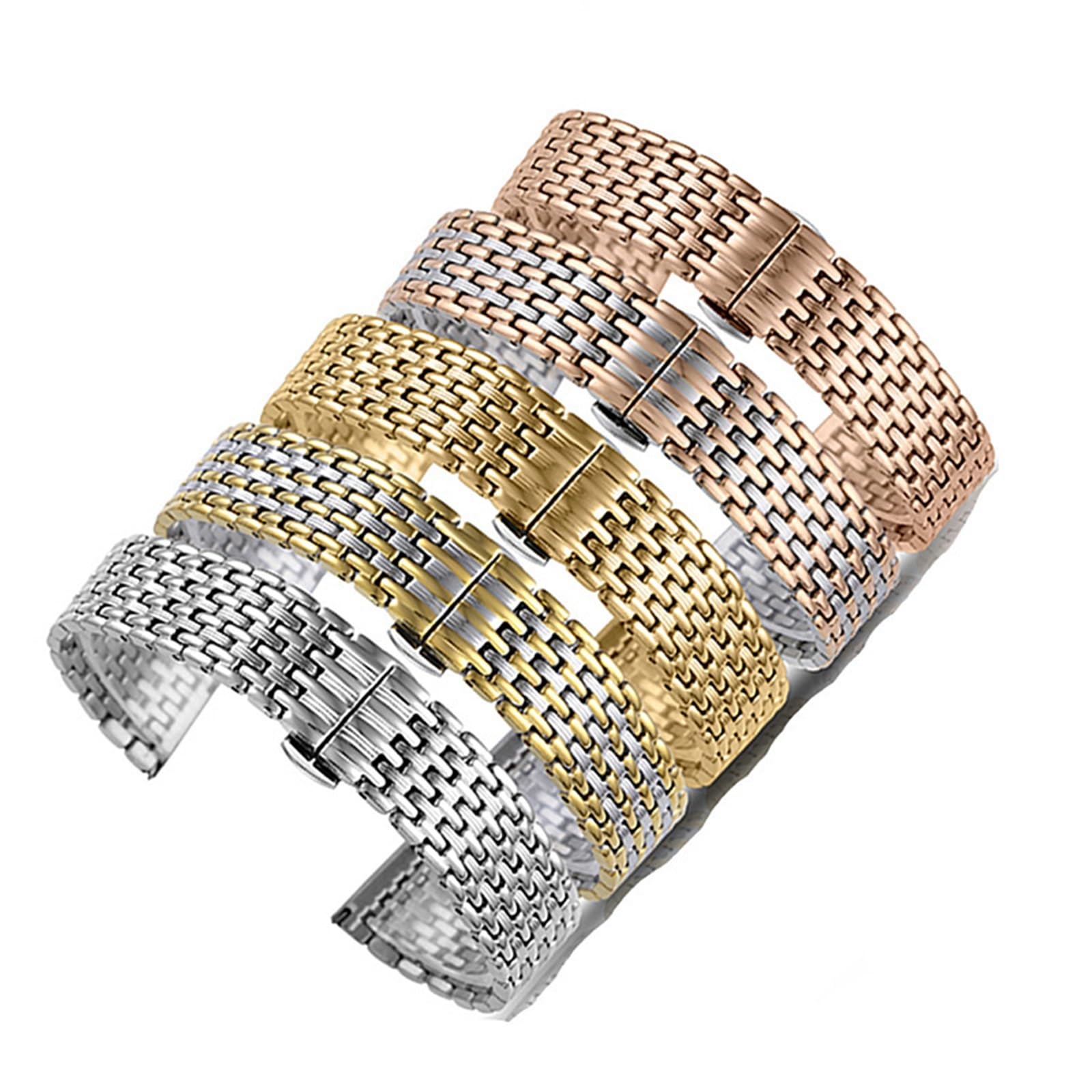 Correa de reloj de acero inoxidable con extremo recto, pulsera de Metal de liberación rápida de 12, 14, 16, 18, 20 y 22mm for hombres y mujeres