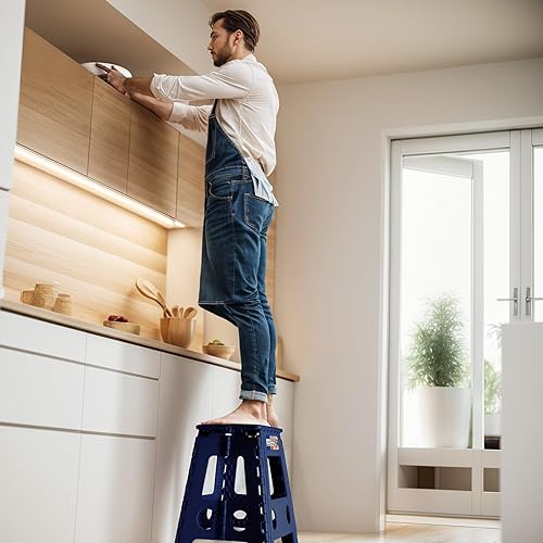 Miniatura 51 de Acko. Taburete plegable de 13 pulgadas de alto, resistente, para niños y adultos, cocina, jardín, baño, taburete con escalón. Blanco,Negro