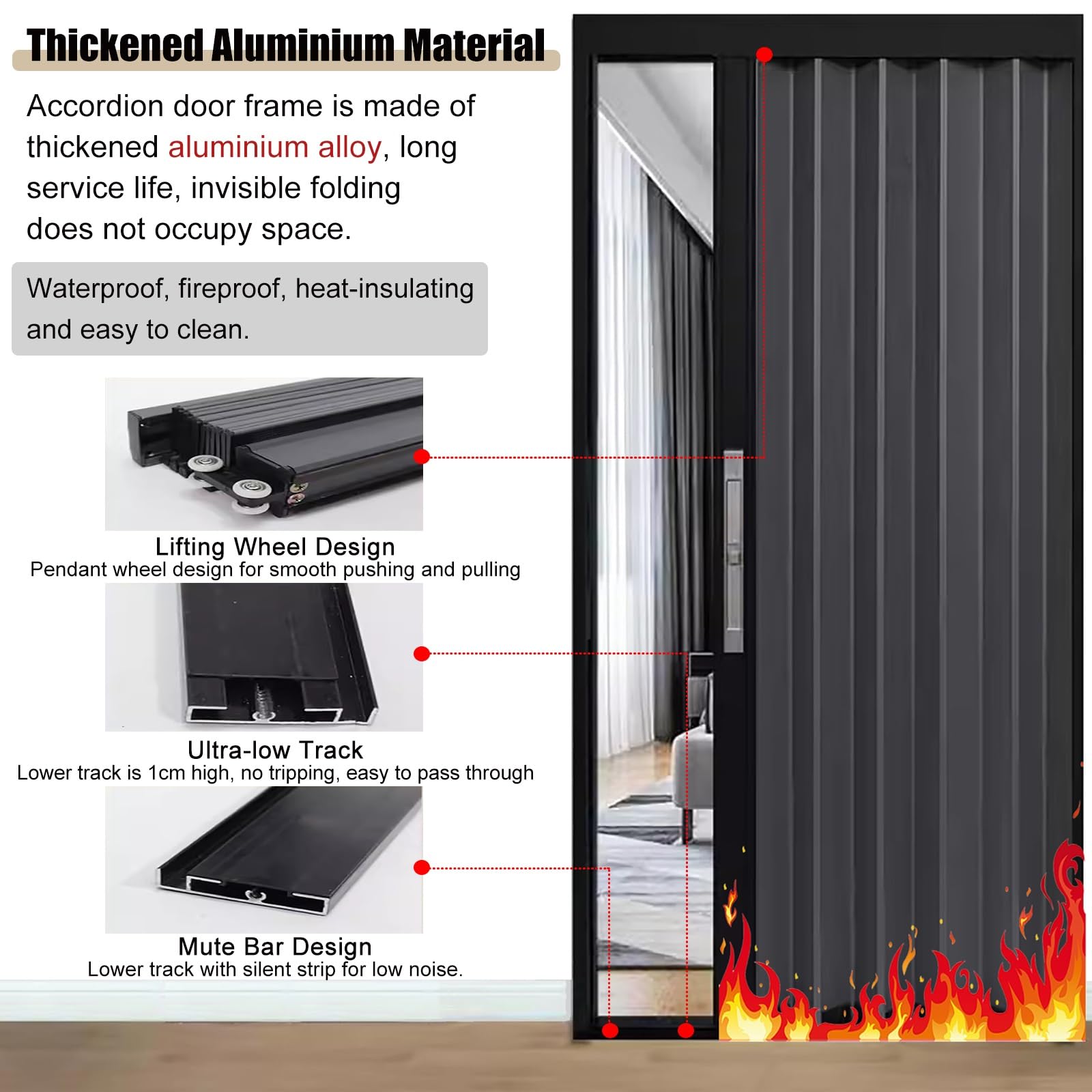 Bifold Doors Accordion Doors For Doorway With Lock, 30 36 40 46 52