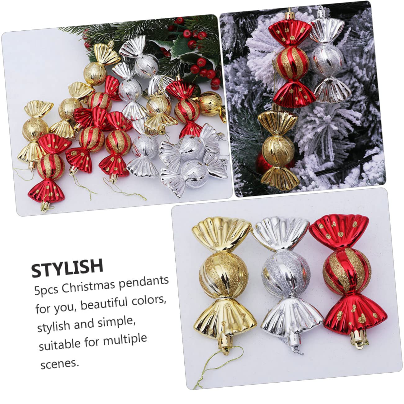 Ciieeo 5 Piezas Adorno Navideño Colgante para Árbol de Navidad Decoración Colgante Hogar Adorno de Árbol de Navidad Decoraciones Navideñas