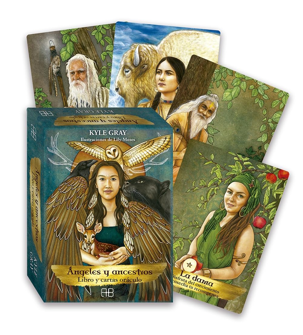 Ángeles y ancestros: Libro y 55 cartas oráculo.