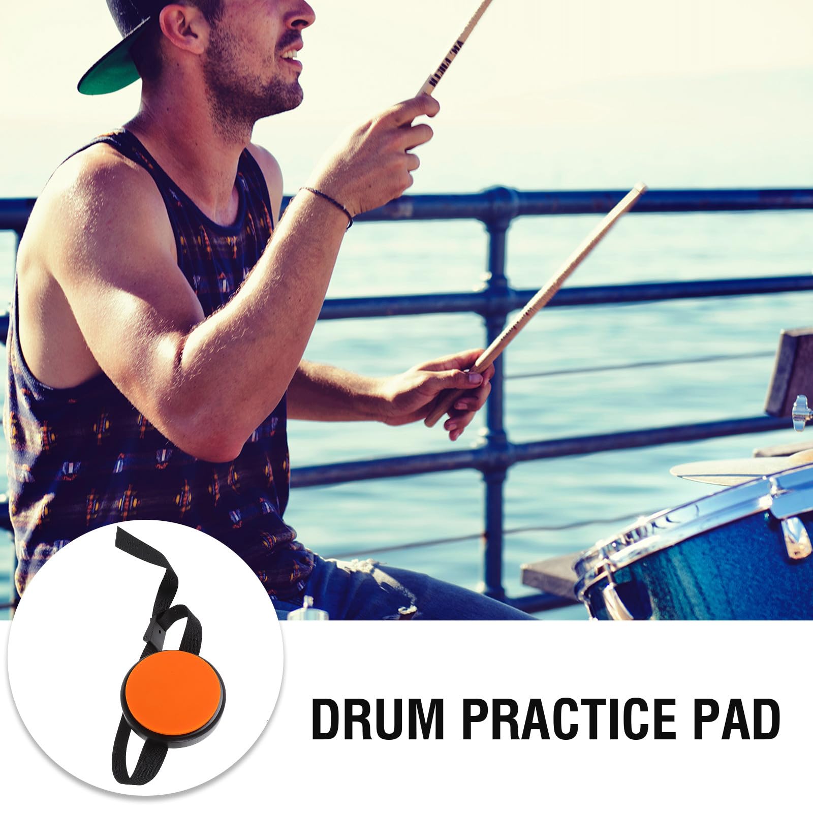 Cabilock Almohadilla para Práctica de Batería de Silicona Portátil Naranja para Pierna, Pad de Batería Silencioso para Entrenamiento en Casa, Accesorio de Percusión para Músicos