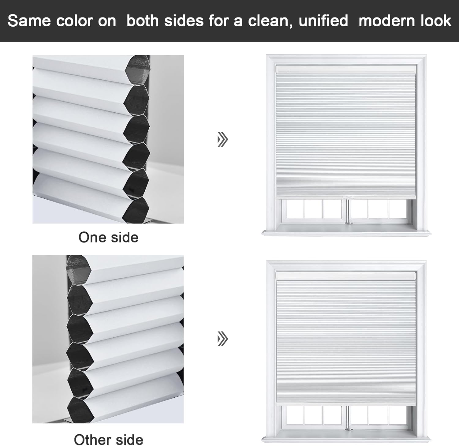 Blackou Cordless Cellular Shades No Tools No Drill Blackout Cellular Blinds Single Cell Custom Honeycomb Window Shades for Indoor Window, Home and Office, Custom Size, White Blinds