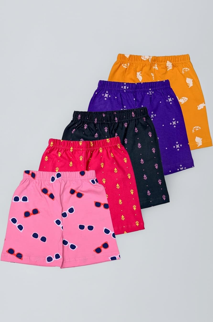 Girls Cotton Printed Shorts(Pack of 5)