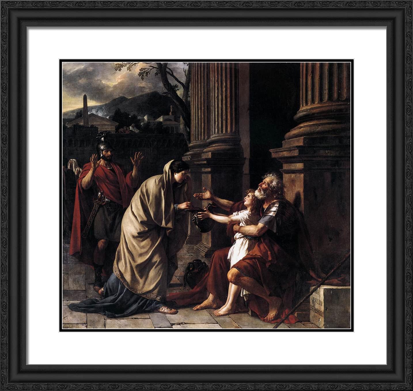 ArtDirect David, Jacques-Louis 21x20 Gold Ornate Framed Art Print with Double Matting Titled: Belisarius Begging for Alms