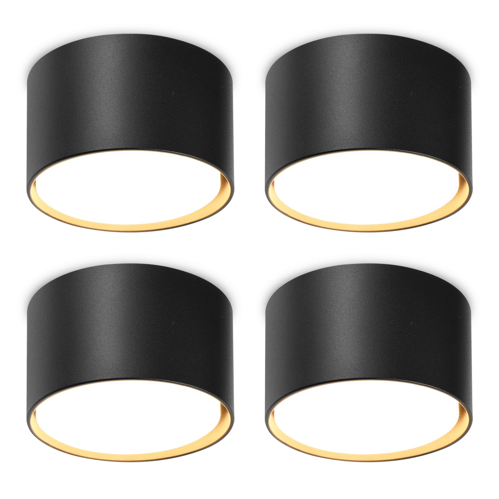 GeyouLux 4x Faretti LED Soffitto - Ø84x50mm - 6W 680LM Faretto LED Interno - 4000K LED GX53 230V Incluso - Angolo del fascio di 180° - Alluminio Lampada da Soffitto (Nero)