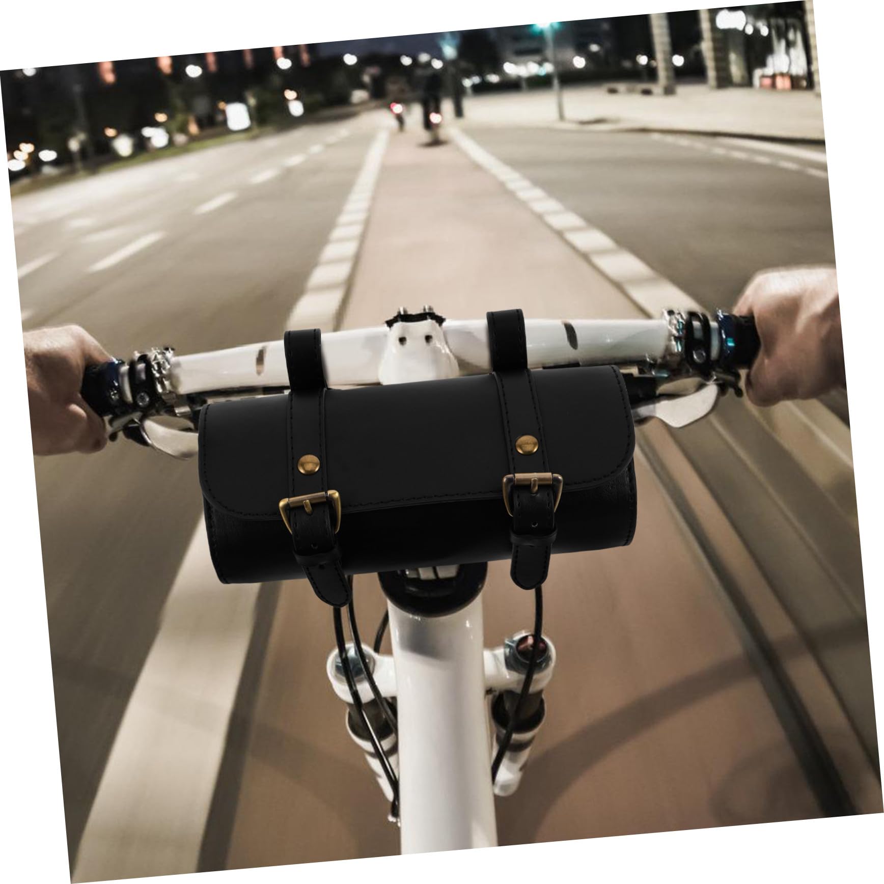 ERINGOGO Uniwersalna Mini Torba Motocyklowa z Twardym PU Retro Sakwa Kierownicę i Widelec Wodoodporna Torba Bagażowa Tył Skutera Praktyczna Sakwa Narzędziowa Do Roweru Hulajnogi